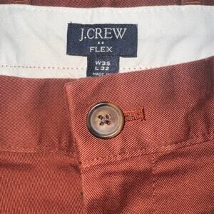 J.Crew Flex Chino Pants 35x32 Rust Red Straight Fit Stretch Casual Trousers